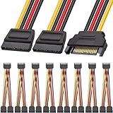 HAAMNING7 SATA Stromkabel HDD Y Stromadapter SATA Stecker Splitter, 8 Stück 15 Pin SATA Stecker auf 2 x SATA Buchse für SSD Festplatte
