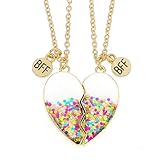 Yolev 2 Stücke Freundschaftskette Magnetische Paarung Freundschaft Halskette Schmuck Geburtstag Weihnachten Brautjungfer Schwestern Beste Freundschaftsketten Regenbogen Herz BFF Ketten für 2 Mädchen