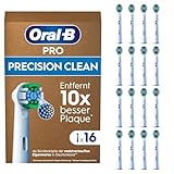 Oral-B Pro Precision Clean — ORIGINAL Aufsteckbürsten für Elektrische Zahnbürste — Zahnreinigung, Ersatzbürsten mit X-Borsten, Zahnbürstenaufsatz mit Briefkastenfähige Verpackung — Weiß, 16 Stück