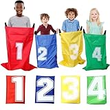 4 Stück Hüpfsäcke für Kinder, 51.5x71.5cm Sackhüpfen Outdoor Spielset, Sackhüpfen Säcke, Gartenspiele für Kinder, Kindergeburtstag Spiele Partyset für Partys Sportfeste Geburtstag Familienfeier