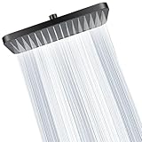 Ronvie 13 Zoll Duschkopf Regendusche, Fester Regenduschkopf Duschbrause mit Anti-Kalk-Düsen, Wasserfall Wassersparend Kopfbrause für Badezimmer(Matt Black)