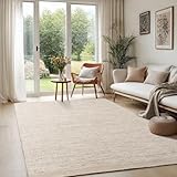 the carpet Deluxe Wool Handgewebter Wollteppich im natürlichen skandinavischen Boho-Look, Handarbeit für einen einzigartigen Stil, Taupe, 160 x 230 cm
