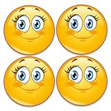 4er Set Smile-Aufkleber Wimpern I kfz289 I rund Ø 5 cm I Süße Sticker für Smartphone Laptop Notebook Roller Auto I wetterfest