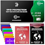 fouraces 12er Set RFID Blocker Schutzhülle - 10x Kreditkartenhülle, 2X Reisepasshülle, Pappe, Block gegen Datenklau, NFC Schutzhüllen, Hüllen für Kreditkarten, Bankkarten und EC Karte, Kartenhülle