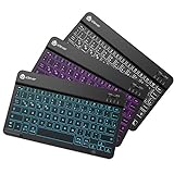 iClever Bluetooth Tastatur Tablet, 7 Farbige 3-Kanäle Multi-Device Kabellos Tastatur, QWERTZ deutsches ultraleichtes Tastatur für iPad Pro, Air, Mini, Android, MacOS, Windows, Tablets, PC,Smartphone
