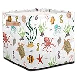 Niedliche Meerestiere Schildkr?te Oktopus Quallen Seestern Stoff Aufbewahrungsw¨¹rfel Boxen Faltbare Aufbewahrungskorb Beh?lter Organizer Schublade 33 x 33 x 33 cm