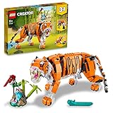 LEGO 31129 Creator Majestätischer Tiger, Panda oder Fisch, 3-in-1 Tierfiguren-Set, Spielzeug für Kinder, Konstruktionsspielzeug mit Tieren, Geschenk zu Weihnachten