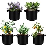 5 Stück 20 L Pflanzsack, Pflanztasche aus Filz & Vliesstoff, Garten Gewächshaus Pflanzbeutel Pflanztopf, Growbags mit Griffe für Tomaten, Kartoffeln, Erdbeeren (5 Gallonen)