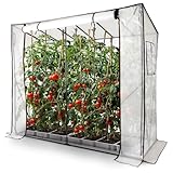 Arebos Tomatengewächshaus Foliengewächshaus mit 2 Belüftungsfenster | Gewächshaus groß | Tomatenhaus, Treibhaus mit Tür zum Aufrollen | 200x77x170 cm Frühbeet, Gemüse, Blumen, Obst | Gewächshausfolie