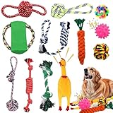Aoksily 12 Pcs Hundespielzeug Set,Robustes Hundespielzeug,Welpenspielzeug Hund,Kauspielzeug Welpe Für Kleine Mittelgroßen Hund Interaktives Spielset Unzerstoerbar BaumwollknotenTau Tier