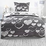 BaSaTex Flausch Fleece Winter Bettwäsche Set 2 teilig | 100% Mikrofaser Plüsch | 135x200 + 80x80 cm | Design 06