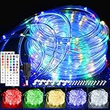 StarryEver 20M LED Schlauch Lichterkette Außen Strom, 200er LED Lichtschlauch Außen Warmweiß & Bunt, 25 Farben Dimmbar Weihnachtsbeleuchtung Außen, Lichterschlauch mit Fernbedienung für Garten Patio