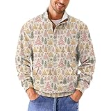 Generisch Herren Weihnachtspullover Pullover Bequem Langarmshirt Winterpullover Weihnachten Sweater Sweatshirt Streetwear Cord Pulli Hoodie Black Friday 2024 Angebote(1-Fluorescence Yellow,L)