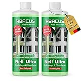 ABACUS® Nell Ultra Grünbelagentferner & Algenentferner Konzentrat, extrem stark! Entfernt Grünbelag & Algen selbsttätig mit Langzeitschutz – für Stein, Fassade, Terrasse, Dach – Nell Ultra 2x1000 ml