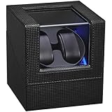 ANWBROAD Uhrenbeweger für Automatikuhren Doppeluhr Rotator mit Super leisem Motor Flexible Uhrenkissen LED Hintergrundbeleuchtung Uhr Turner Uhr Shaker 5 Modi Batterie oder USB Aufladung JWW001B
