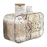 Wattepad-Spender, 17 cm Länge, 328 g Make-up-Schwammbehälter, transparenter Badezimmer-Behälter, rutschfeste 2-teilige Aufbewahrung, strapazierfähiges, selbstklebendes schwimmendes , wasserdichte