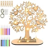 Hengxinchen Geldbaum aus Holz mit LED Lichterkette, Geldbaum Geschenk aus Holz, Lebensbaum Deko, Geldgeschenke Geburtstag, Geldgeschenk Hochzeit Personalisiert für Männer Frauen Brautpaar