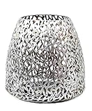 Gilde Casablanca Windlicht Purley aus Metall in der Farbe Antiksilber mit einem Durchmesser von 14cm, 54956