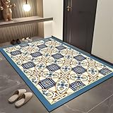 ROSURUG Spielteppich Mädchen Kleine Teppiche 130X190CM Rundes einzigartiges Muster-Design-Innendekor-Teppich-Eingangszubehör Schlafzimmer Zubehör Decke Für Sofa Blau