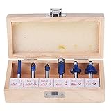 6 Stück 1/4 Zoll Schaft Holzbearbeitung Router Bit Trimmen Cutter mit Holzbox