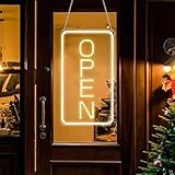 Bordeag Open Neon Schild, Neon Sign, Open Leuchtreklamen Open Neonlicht Open Neonschild Neon Licht Bar Neon Light Angetrieben Durch USB Leuchtschild Für Bar Club Geschäft Restaurant Cafe(18.8x38cm)
