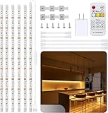Unterbauleuchte Küche LED, 6 * 50cm Warmweiß LED Küchenunterbauleuchte, LED Unterbauleuchte Dimmbar,LED Unterbauleuchte Küche, DIY 12V LED Lichtleiste Küche mit RF Fernbedienung,für Schrank, 180LEDs