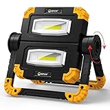 LED Baustrahler Arbeitsleuchte Akku Strahler Baustellenstrahler - USB Wiederaufladbares Arbeitsscheinwerfer mit 2 COB Scheinwerfer Akkustrahler Arbeitsstrahler für Werkstatt Baustelle Garage