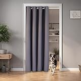 tinycurtains, Türvorhang grau 195 x 150 cm, für alle gängigen Türgrößen, Thermovorhang OHNE Stange