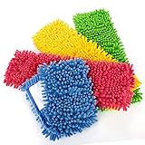 com-four® 4X Ersatz-Bezug für Bodenwischer, Wischbezug aus Microfaser Chenille zur gründlichen Reinigung Ihrer Wohnfläche (04 Stück - blau/pink/gelb/grün)