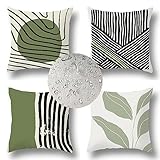 Wasserdichte Kissenbezug 45 x 45 cm 4 Stück Grün Dekorative Pillow Outdoor Kissen Wasserfest Atmungsaktiv Geometrisch Kissenbezug Werden für Sofakissen Garten Deko Schlafzimmer Couchkissen Z-8769