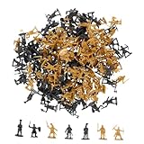 Laroal 200 Stück Mini-Soldaten, Modell, Miniatur-Soldatenfiguren, 1:72, mittelalterliche Soldatenfiguren, Spielset, Plastiksoldaten, römische Soldaten, Tortenaufsätze (grau/golden)