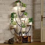 YITAHOME Pflanzenständer für den Innenbereich 6-stufiges Pflanzenregal mit Wachstumslicht 160 cm Blumenständer Metall Hoch mit Katzenbett für Zimmerpflanzen Mehrfach Gebogener Blumenhalter aus