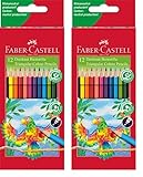 Faber-Castell 116512 - Buntstifte Dreikantform, 12 Stück im Kartonetui (Packung mit 2)