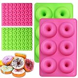 4 Silicone Donut Molds, 6 Kavitäten Round Mold Gummy Candy and 48 Kavitäten Mini Donut Silikonform, Donutmaker Backmatte Zur Verwendung mit Schokolade, Süßwaren, Eis, Kuchen, Kekse