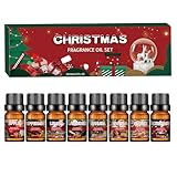 Dazhtu Weihnachten Ätherische Öle Set 8x10mL Naturrein Aromatherapie Duftöle Set, Aroma Öl Geschenkset für Diffuser Entspannung, Luftbefeuchter, Mistelzweig, Lebkuchen, Apfel-Zimt, Zuckerstange