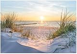 WallArena - Vlies Fototapete Meer 400x280 cm - Fototapeten - Tapeten - für Wohnzimmer Schlafzimmer - Vliestapete Wandtapete Tapete 3D Effekt- inkl. Kleister - Landschaft Strand Sonnenuntergang Natur