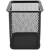 D.RECT Metall Stifteköcher - Stiftehalter Eckig aus Drahtmetall - Mesh Multifunktions Becher für Kugelschreiber - Stifte Halter für Büro/Schule, Schwarz