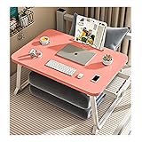 XANAYXWJ Großer tragbarer Laptop-Betttisch mit klappbaren Beinen, Getränkehalter, Aufbewahrungsschublade und Kartensteckplatz, multifunktionales Betttablett, Tisch zum Essen, Arbeiten und Spielen,