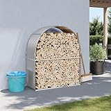 SDWEHO7 Metall Feuerholzregal für Innen und Außen, Kaminholzregal Kaminholzunterstand Kaminholzhalter Brennholzregal BrennFeuerholzständer Kaminholzlager, Hellgrau 120x45x140 cm