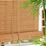 Bambus-Raffrollos für Veranda und Balkon, Naturholz, lichtfilternd, Raffrollos mit dekorativem Retro-Vorhang-Design, ideal für Hofküche und Türen, 145 x 320 cm (B x H) 145 x 320 cm