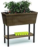Keter Urban Bloomer Hochbeet für Balkon mit Bewässerungssystem, 82x38x78 cm, 48L, braun