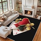 Generisch Teppich Wohnzimmer Spielkarten, Teppich Pik-Ass Casino Poker für Schlafzimmer 200x300, Weicher Waschbarer Antirutsch Kurzflor Dekoration Carpet P-&5