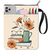 craspire Buchhülle Mit Blumenmuster Und Reißverschluss Buchumschlagschutz Mit Blumenvase Waschbarer Stoff Mit Zusätzlicher Hülle Boho Bücher Taschenbücher Notizbuchtasche Für Buchliebhaber