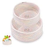 Birshe Aufbewahrungskorb Korb Baumwollseil Geflochten 4er-Set,Körbe Aufbewahrung Bad Wickeltisch Organizer Flechtkorb,Stapelbare Mehrzweck-Organisations Behälter für Deko Kinderzimmer (2PCS)