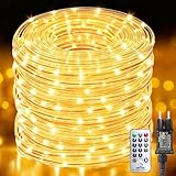 Bzavor 10M 200 LED Lichterschlauch Außen mit Stecker Fernbedienung,Lichterkette Außen 8 Modi Dimmbar IP44 Wasserfest,Lichterschlauch Für Innen Außen Weihnachten Garten Terrasse Zaun Hof Deko Ø5mm