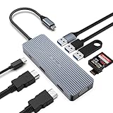 HOPDAY USB C Hub, 9 in 1 Triple Display Adapter mit Dual HDMI/VGA, Schnelle Dockingstation für MacBook Pro/Air, Dell, HP, Lenovo, Surface - SD/TF Kartenleser, USB 3.0/2.0, PD Aufladen