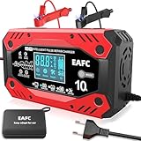 Neuer Autobatterie ladegerät EAFC 10A Smart Vollautomatisches Autobatterieladegerät mit Temperaturkompensation für zum Laden von Blei-Säure-Batterien von Rasenmähern, Autos, Motorrädern