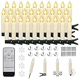 ZIYOUDOLI 30er LED Weihnachtskerzen Christbaumkerzen Kabellose Weihnachtsbaumkerzen mit Fernbedienung Timer Flackernde Dimmbar für Weihnachtsbaum Lichterkette Gartendekoration im Freien(30stk)
