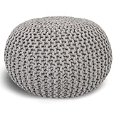 casamia Pouf Ø 55 o. 45 cm Strickhocker Sitzpouf Bodenkissen für Innen Indoor Größe ø 45 cm, Farbe hellgrau