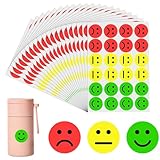 1200 Stück SmileyAufkleber,SmileySticker,Emoji Sticker,Sticker Smiley,25mm Smile Stimmungsaufkleber Fröhliche Smiley Traurige Rot-Gelb-Grüne Aufkleber,Für Moderationskarten Moderationskoffer
